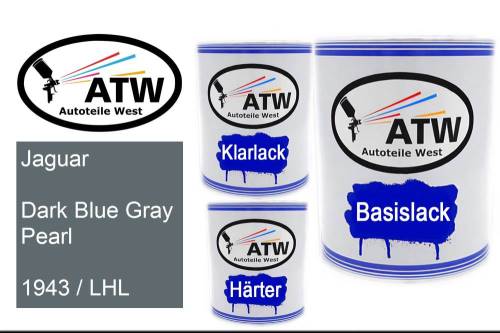 Jaguar, Dark Blue Gray Pearl, 1943 / LHL: 1L Lackdose + 1L Klarlack + 500ml Härter - Set, von ATW Autoteile West.
